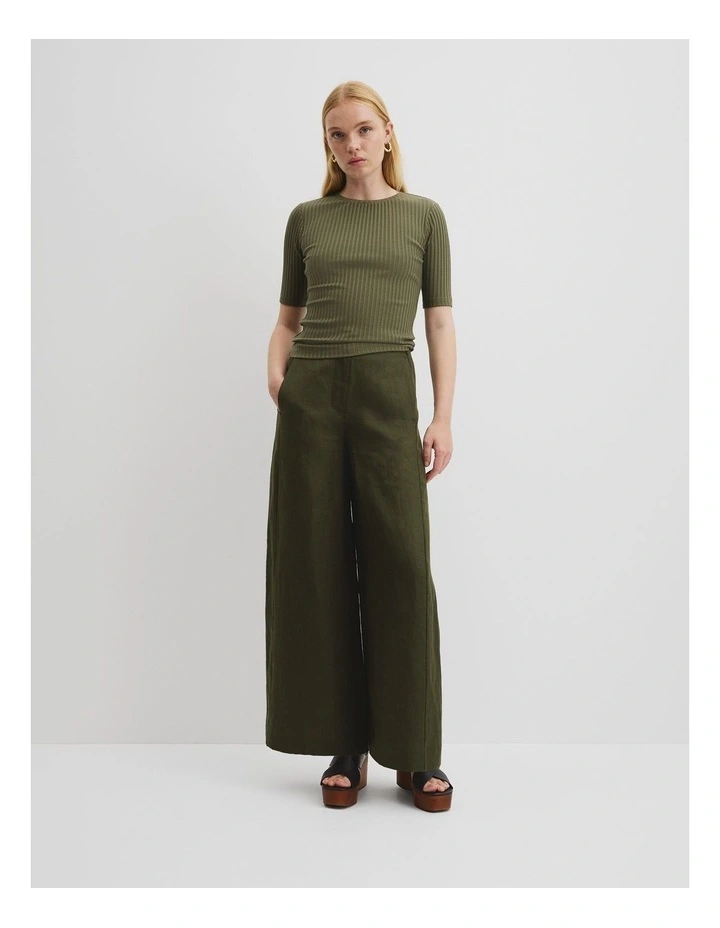 Short Sleeve Rib T-shirt in Caper image 3