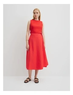 High Neck Rib Tank in Vivid Red
