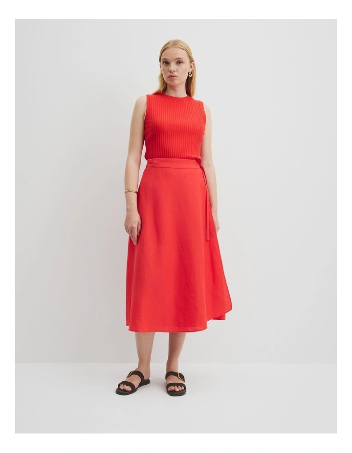 High Neck Rib Tank in Vivid Red image 1
