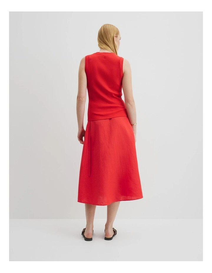 High Neck Rib Tank in Vivid Red image 4