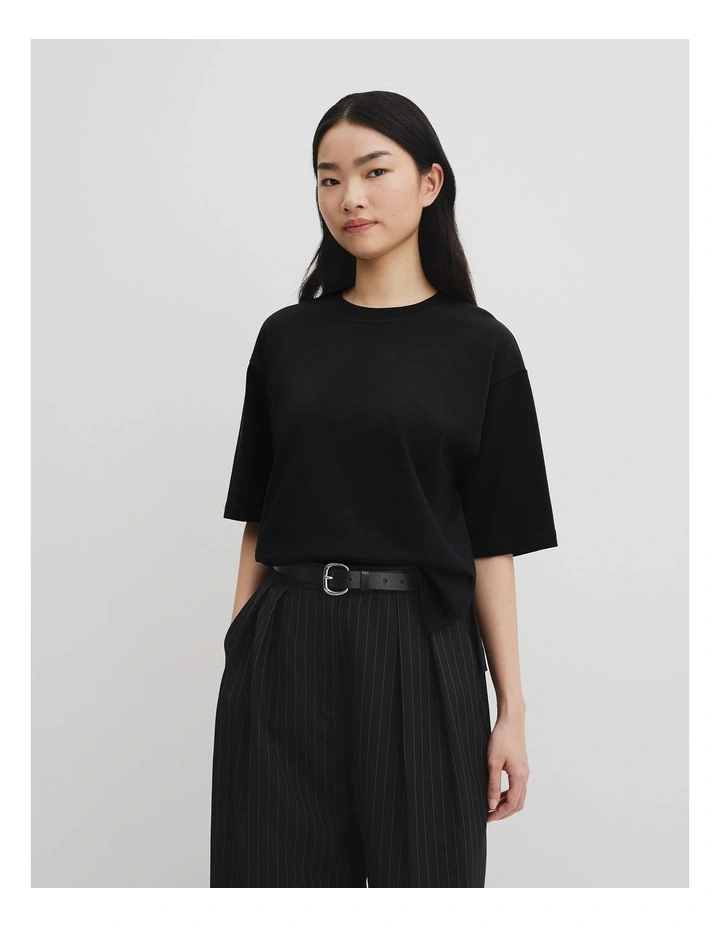 Australian Cotton Boxy T-shirt in Black image 2