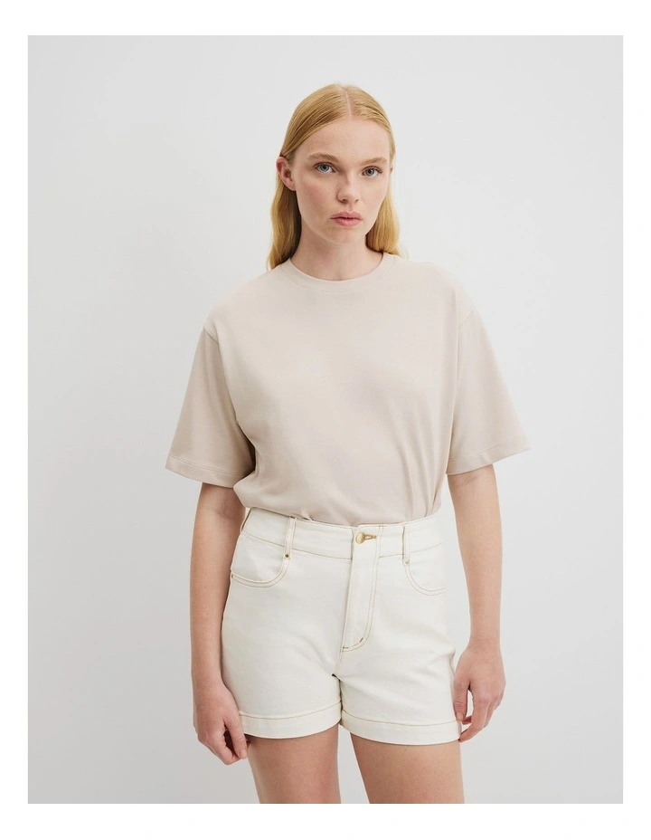 Australian Cotton Boxy T-shirt in Crema image 3