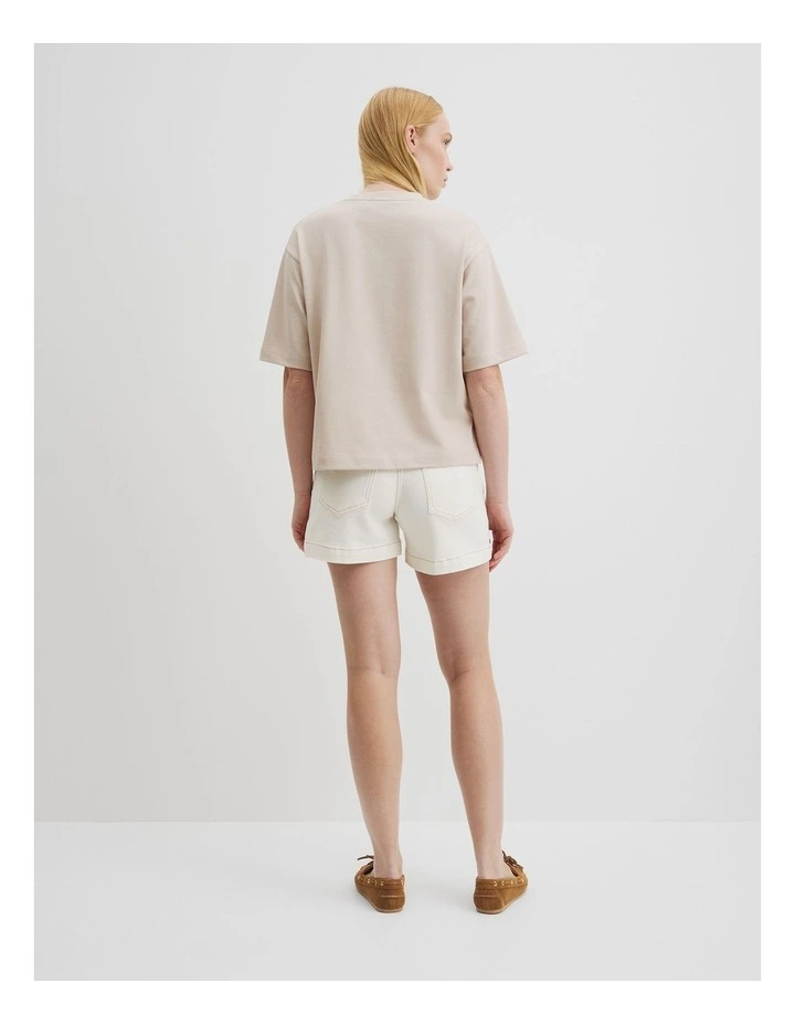 Australian Cotton Boxy T-shirt in Crema image 4