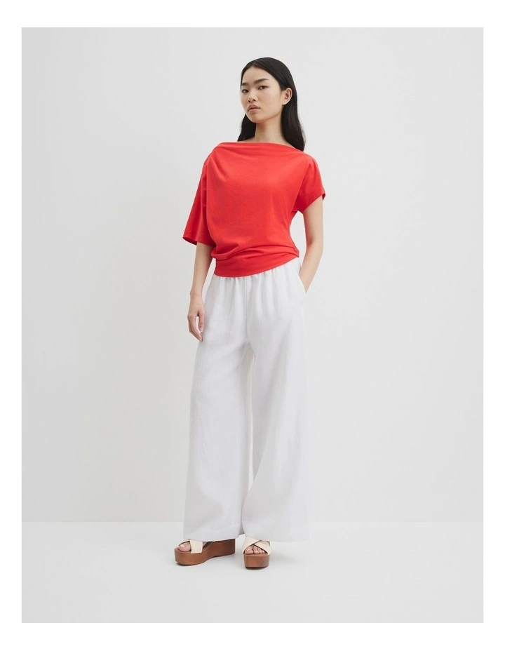 Australian Cotton One Shoulder T-shirt in Vivid Red image 2