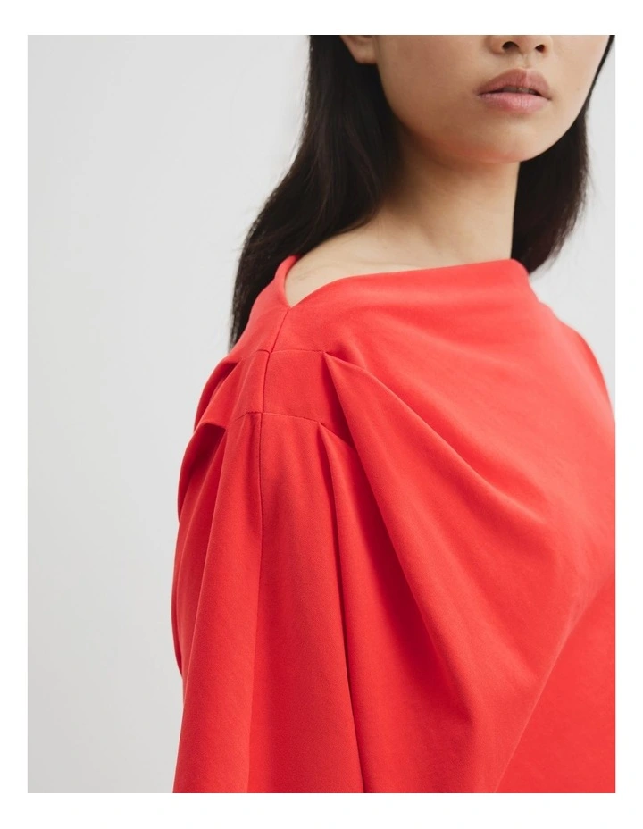 Australian Cotton One Shoulder T-shirt in Vivid Red image 3