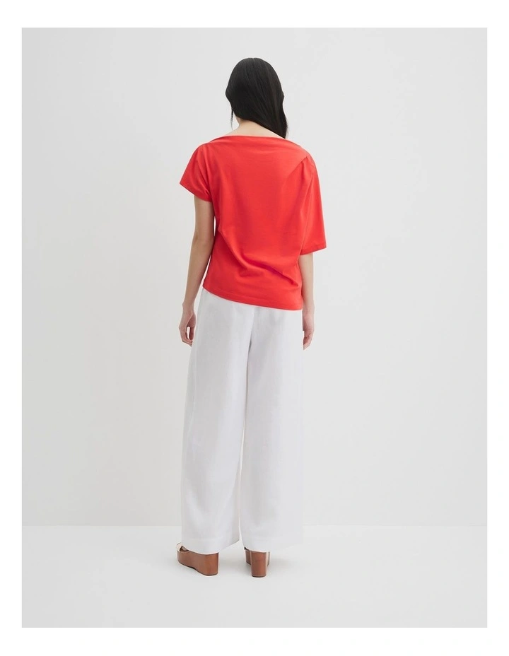 Australian Cotton One Shoulder T-shirt in Vivid Red image 4