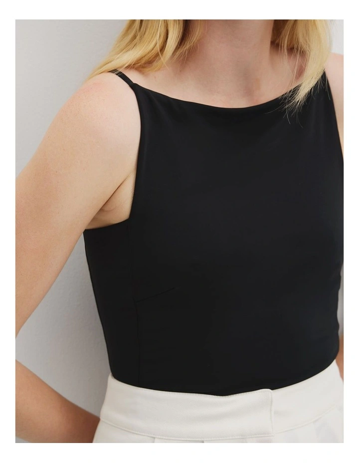 Square Neck Bodysuit in Black image 3