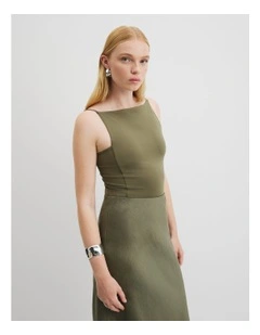 Square Neck Bodysuit in Caper