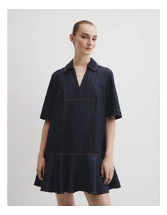 Denim Popover Dress in Indigo Rinse