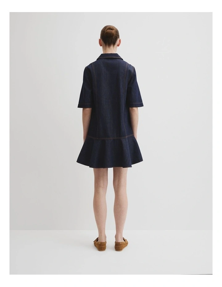 Denim Popover Dress in Indigo Rinse image 4