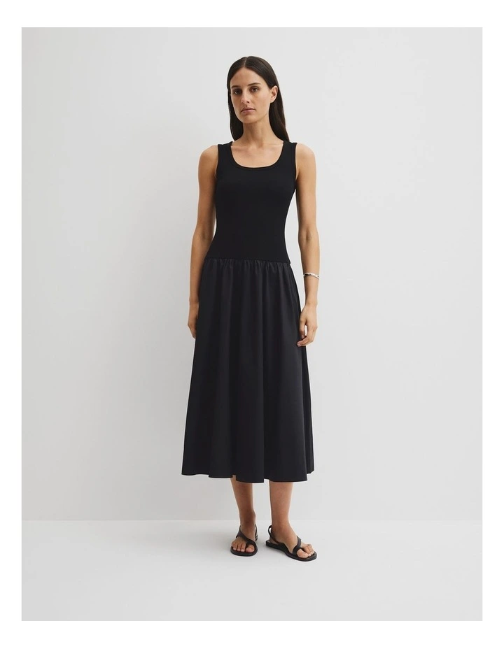 Spliced Tank Dress in Black image 1