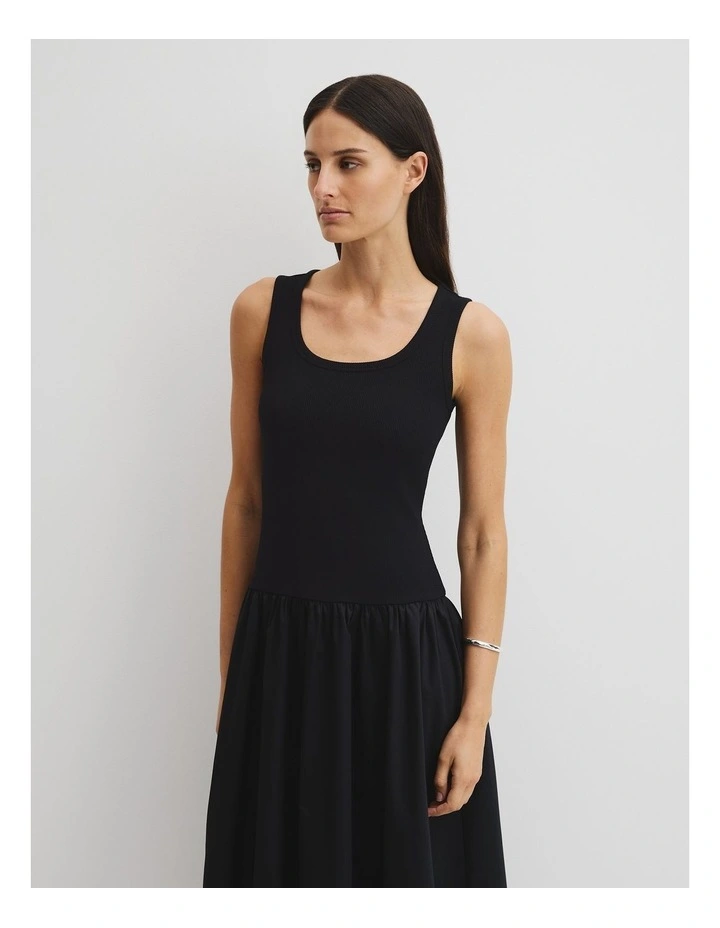 Spliced Tank Dress in Black image 2