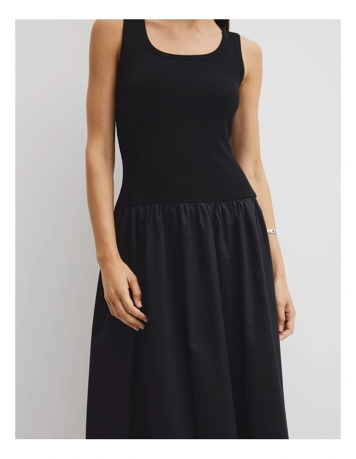 Spliced Tank Dress in Black image 3
