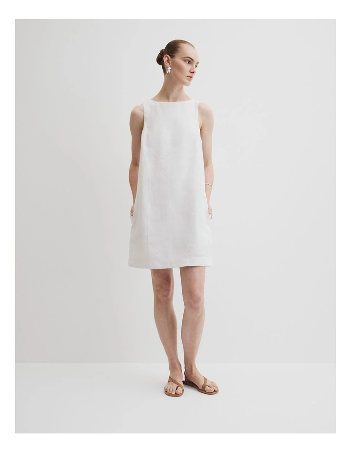 Mini Shift Dress in White image 3