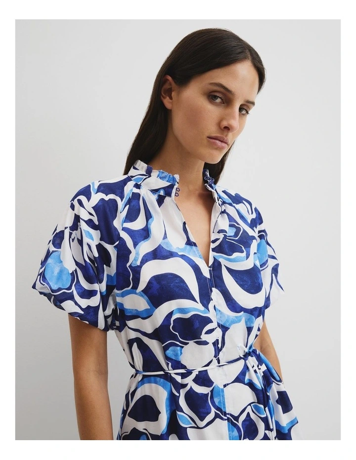 Print Tiered Mini Dress in Abstract Floral Print image 3