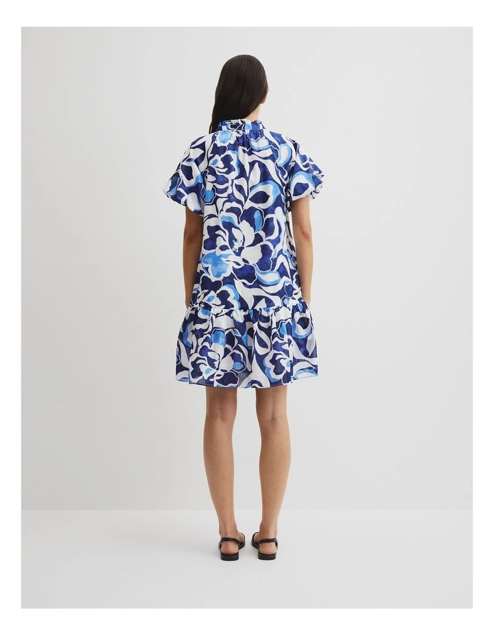 Print Tiered Mini Dress in Abstract Floral Print image 4