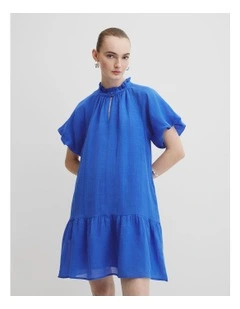 Tiered Mini Dress in Riviera Blue