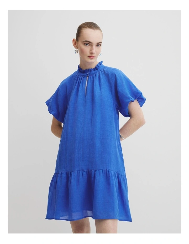 Tiered Mini Dress in Riviera Blue image 1