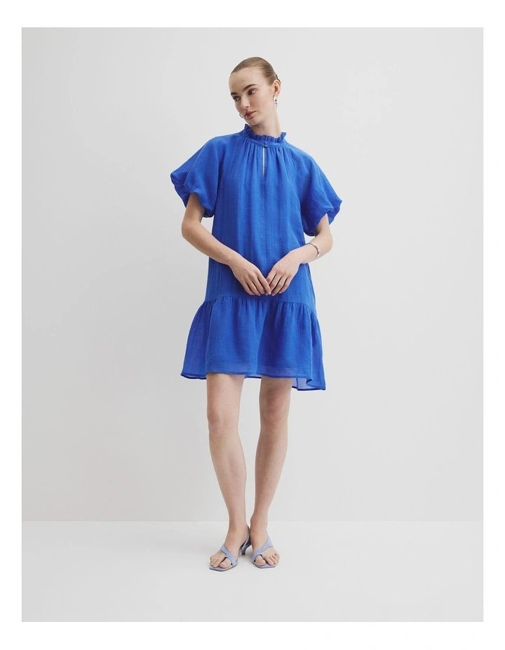 Tiered Mini Dress in Riviera Blue image 2