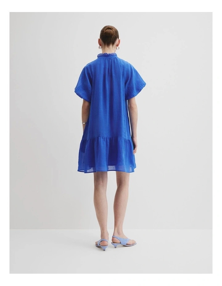 Tiered Mini Dress in Riviera Blue image 4