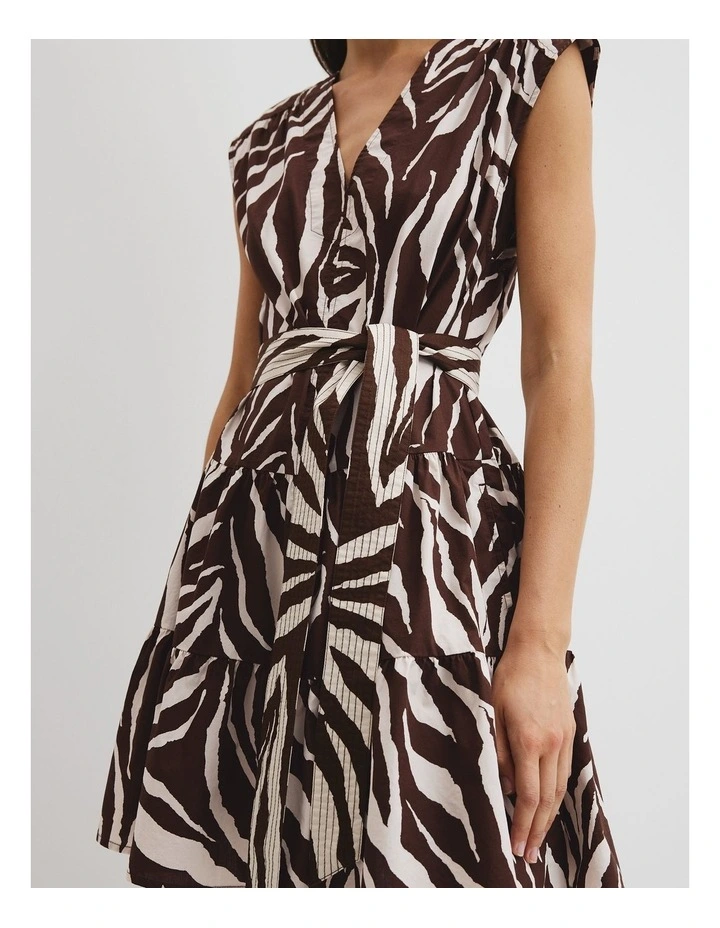 Printed Mini Dress in Mocha Animal image 2