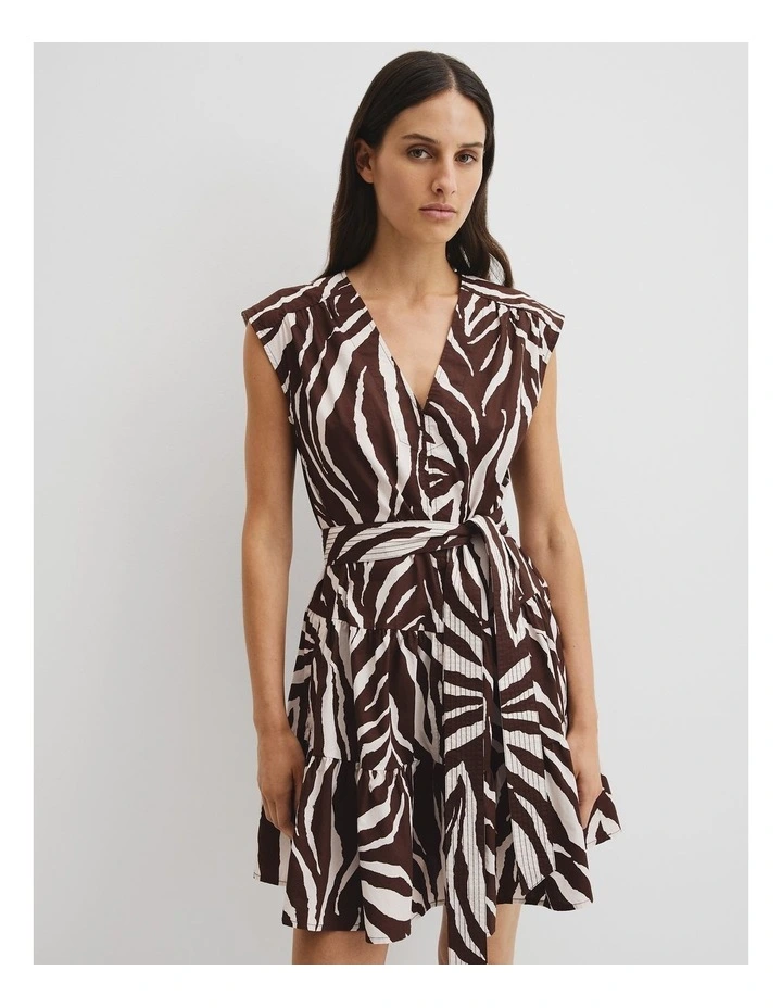 Printed Mini Dress in Mocha Animal image 3