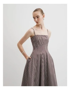 Stripe Cotton Sundress in Chocolate Stripe