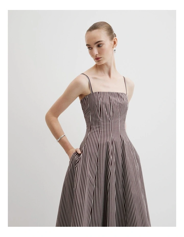 Stripe Cotton Sundress in Chocolate Stripe image 1