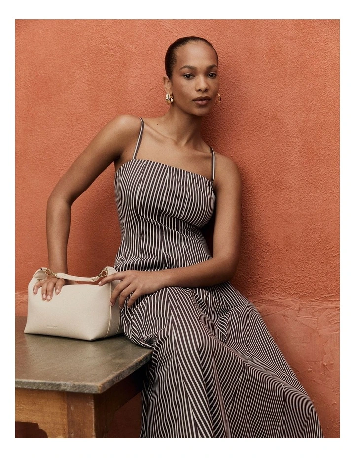 Stripe Cotton Sundress in Chocolate Stripe image 2