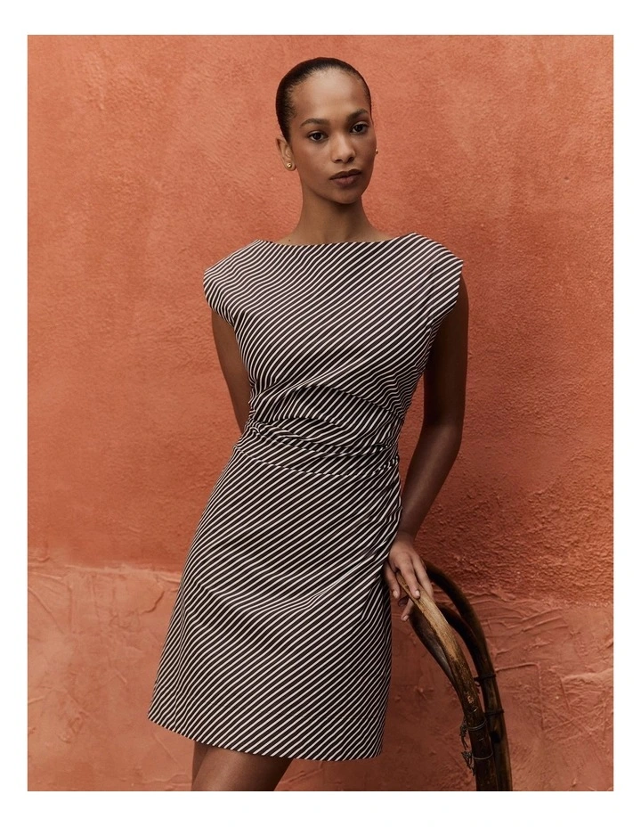 Stripe Mini Dress in Chocolate Stripe image 2