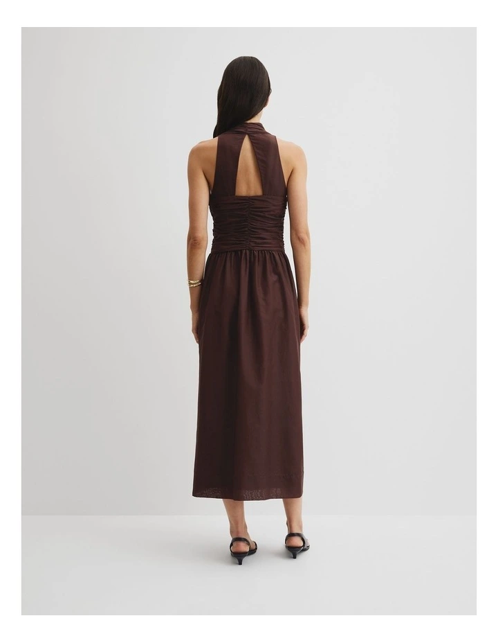 Gathered Halter Dress in Espresso image 5