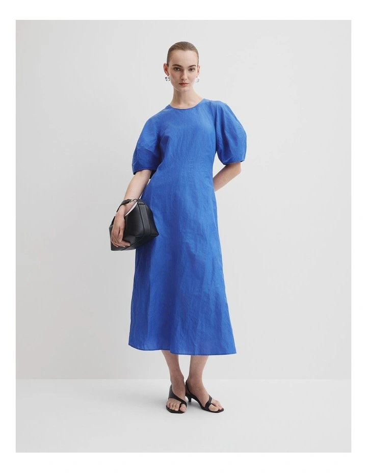 Blouson Sleeve Midi Dress in Riviera Blue image 1