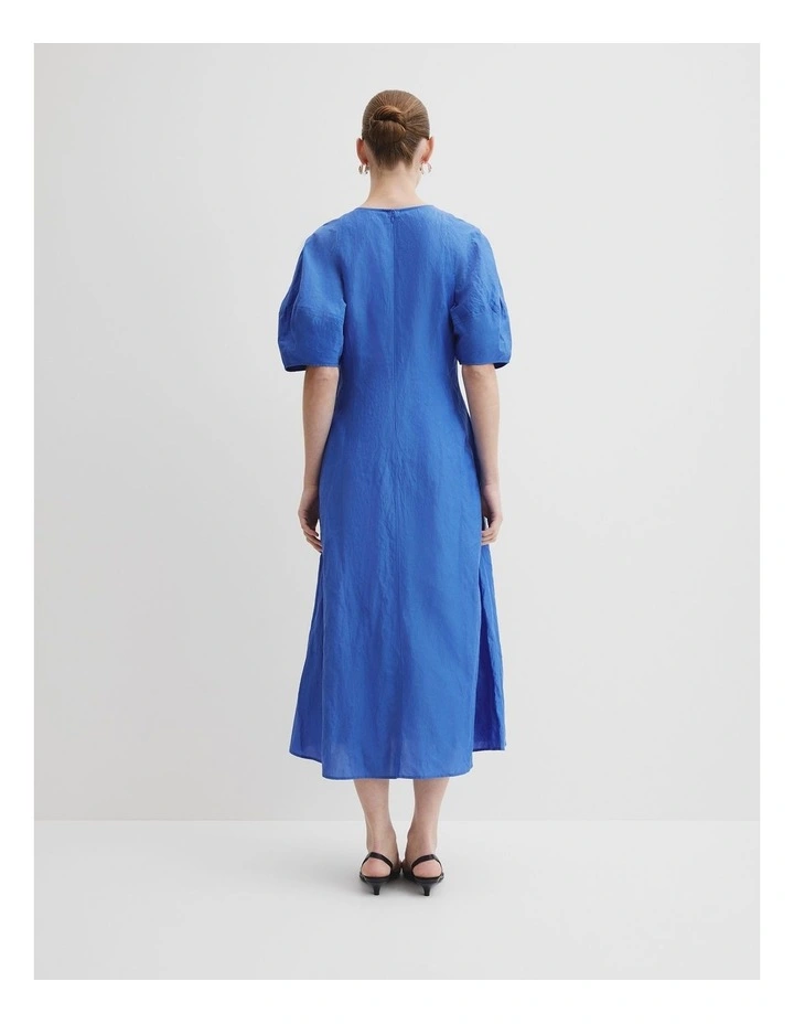 Blouson Sleeve Midi Dress in Riviera Blue image 4