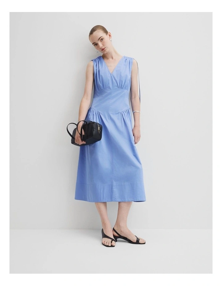 Gathered Shoulder Midi Dress in Cornflower image 1