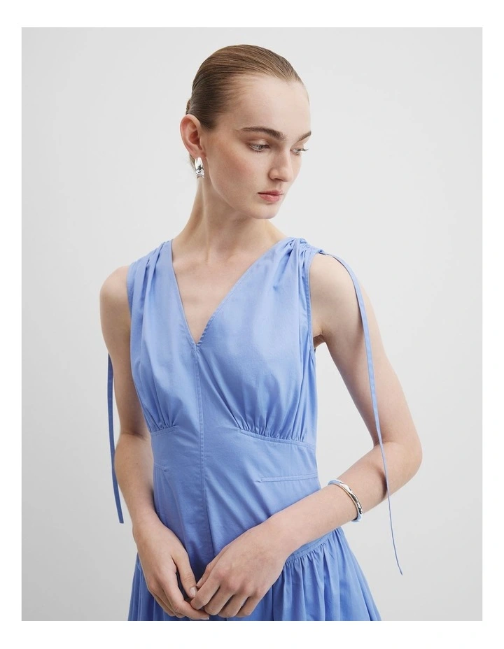 Gathered Shoulder Midi Dress in Cornflower image 5