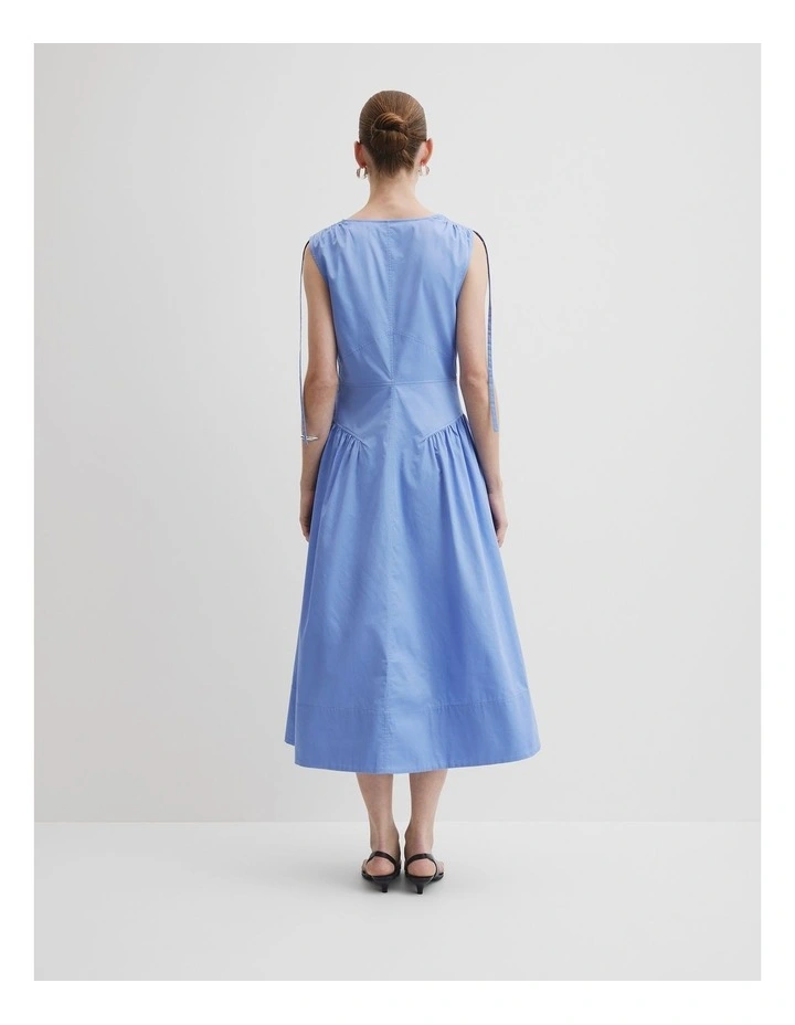 Gathered Shoulder Midi Dress in Cornflower image 6