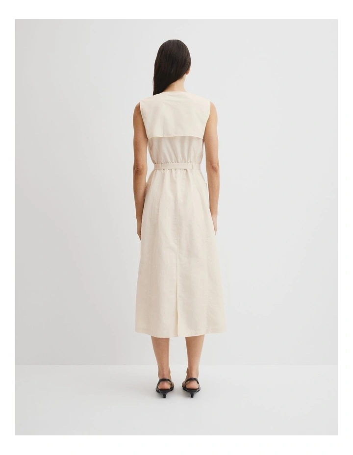 Trench Detail Midi Dress in Antique White image 4