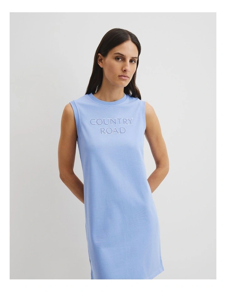 Australian Cotton Cr Tank Dress in Cornflower image 3