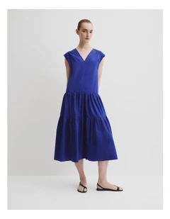 Tiered Midi Dress in Ultra Blue