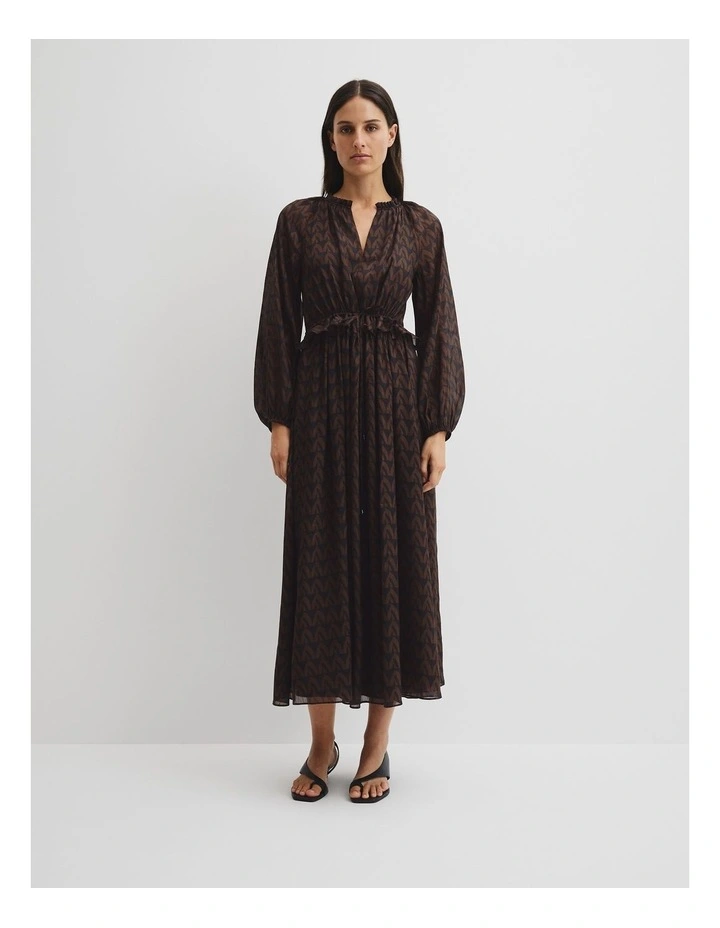 Print Midi Dress in Cocoa Batik Geo image 1