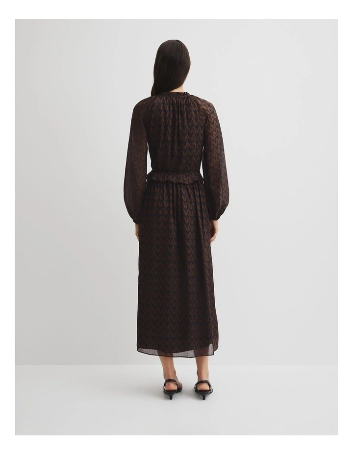 Print Midi Dress in Cocoa Batik Geo image 4