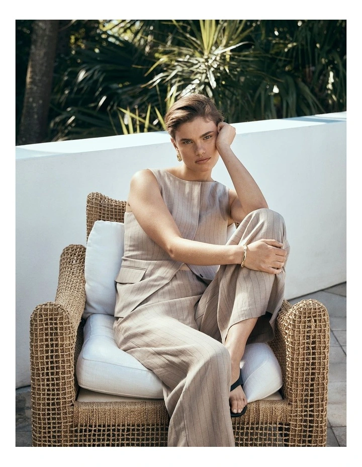 Pinstripe Vest in Tapioca Stripe image 2