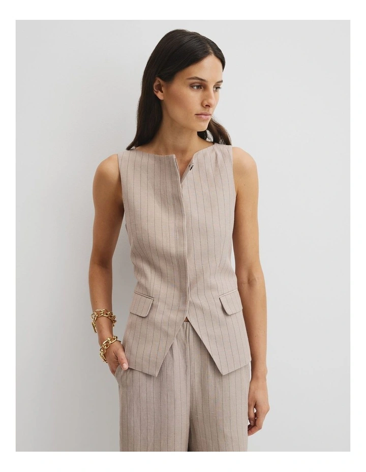 Pinstripe Vest in Tapioca Stripe image 3