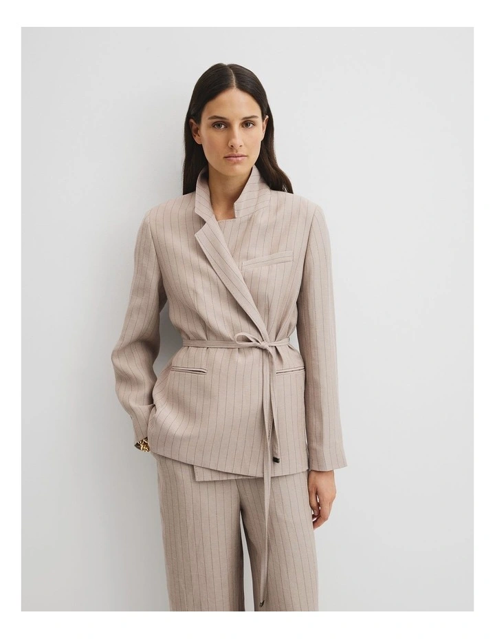 Stripe Relaxed Blazer in Tapioca Stripe image 3