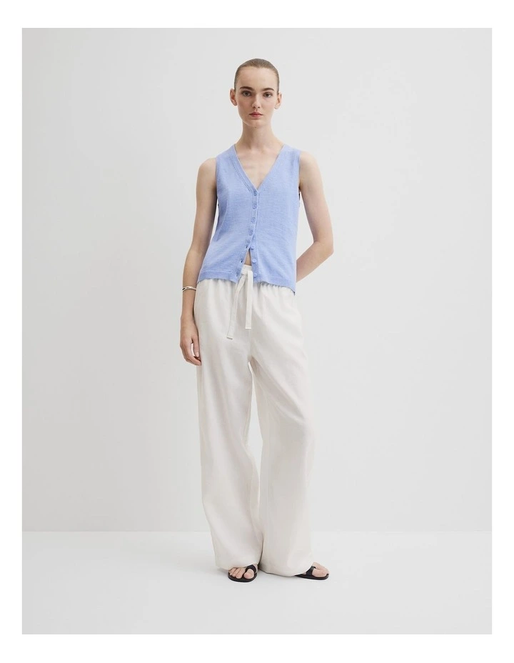 Organically Grown Cotton Linen Vest in Cornflower image 3