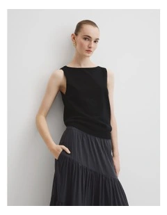 Organically Grown Cotton Linen Blend Tank in Black