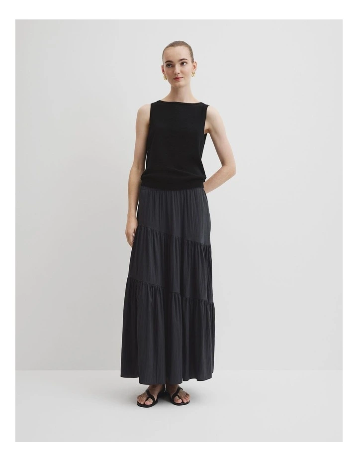 Organically Grown Cotton Linen Blend Tank in Black image 2