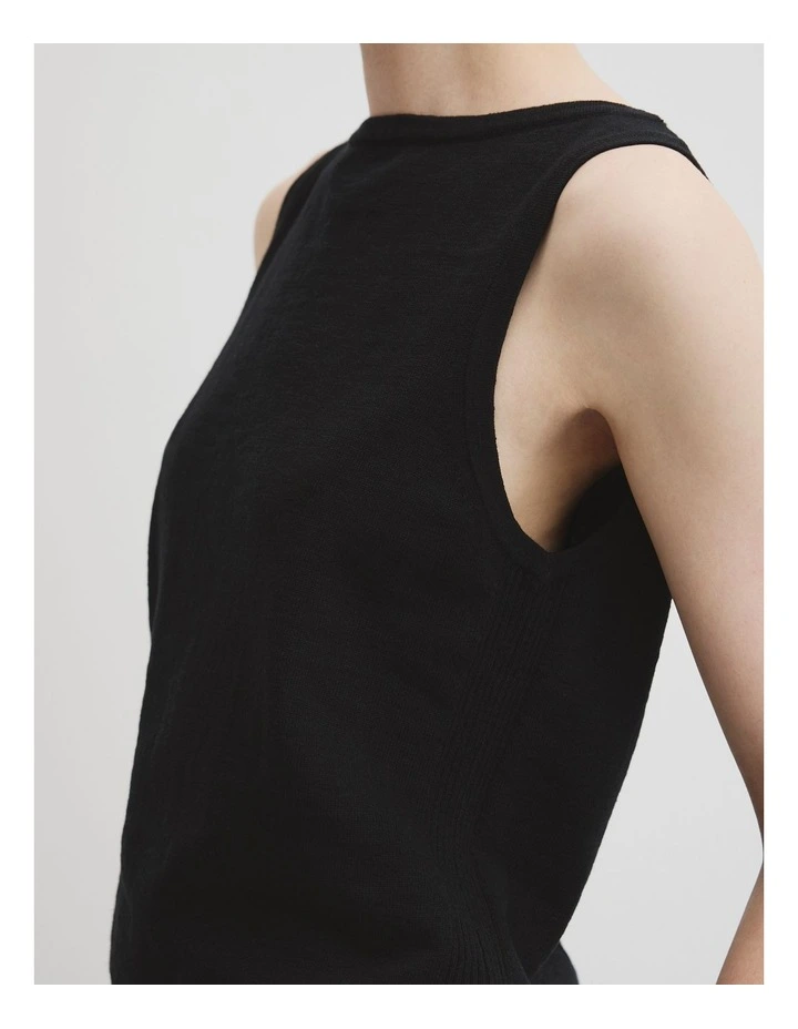 Organically Grown Cotton Linen Blend Tank in Black image 3