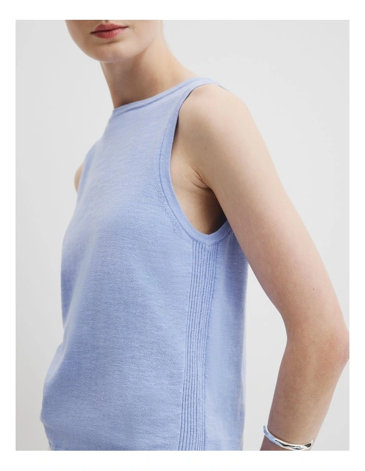 Organically Grown Cotton Linen Blend Tank in Cornflower image 2