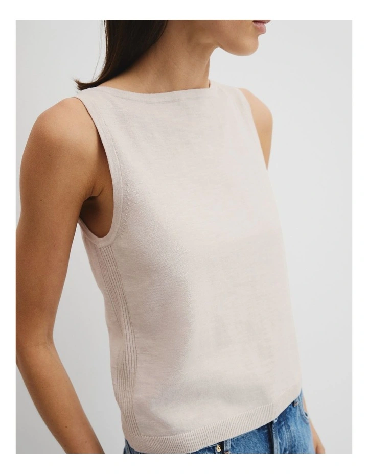 Organically Grown Cotton Linen Blend Tank in Tahini image 2